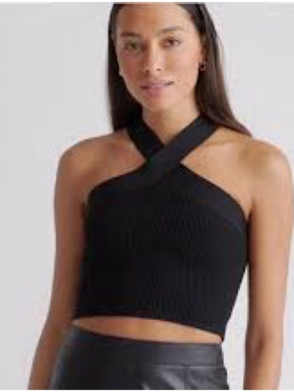 Abercrombie & Fitch Women’s Black Crisscross Halter Ribbed Crop Top Thick Med